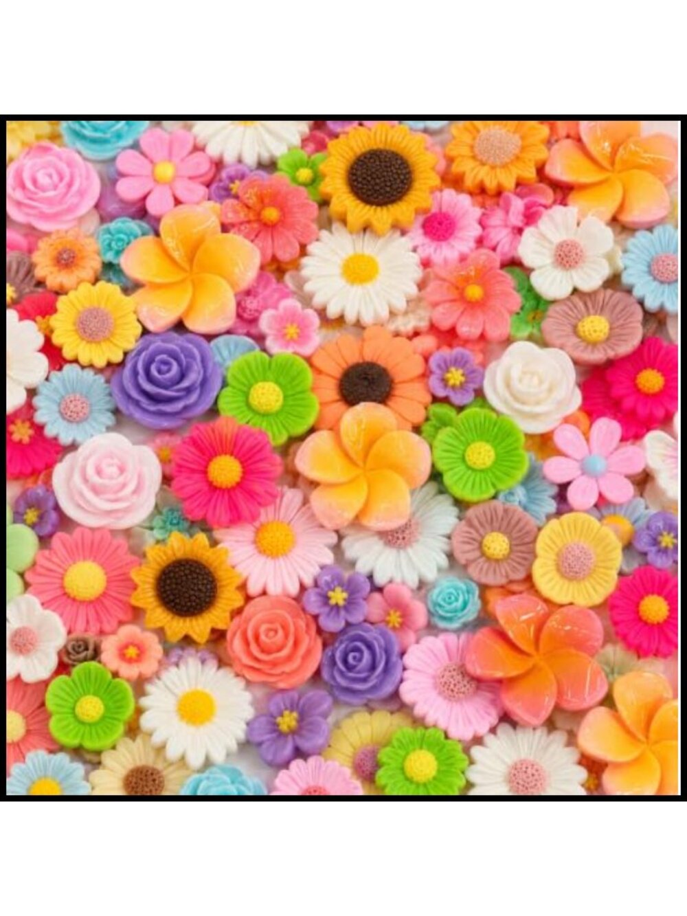 120 Pcs Resin Flower Charms Flatback DIY Craft Embellishments